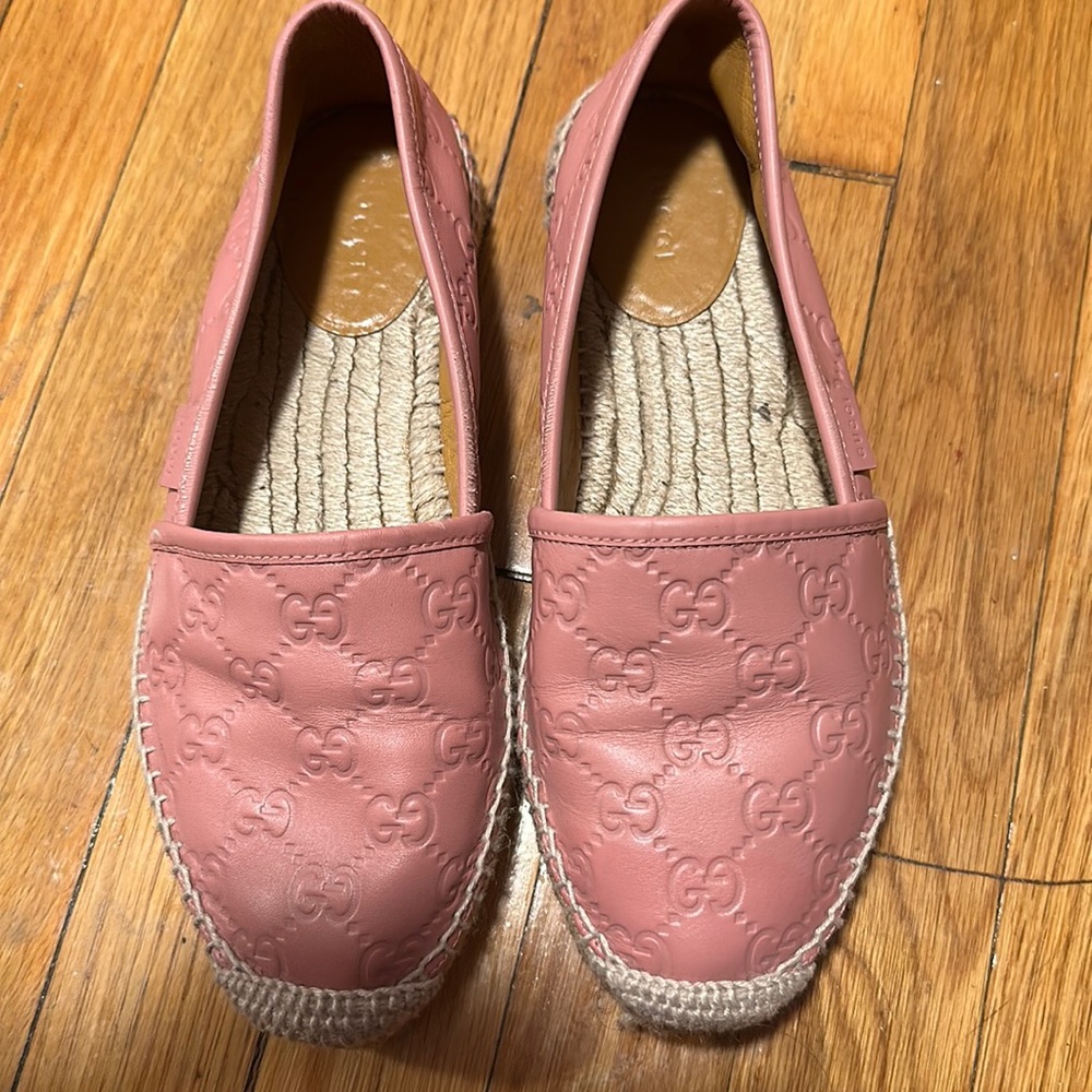 Authentic Gucci Pink Leather Espadrilles